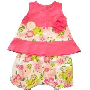 Stephan Baby Swirly Flower Collection Set – Sleeveless Top & Bloomers – Bright P